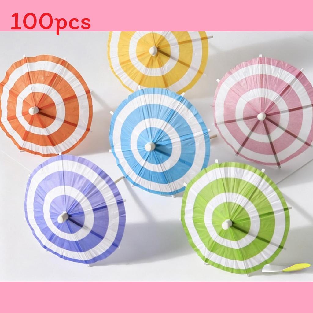 Hawaiian Tissue Paper Umbrella Fruit Stick Swizzles For Party Table Centerpieces