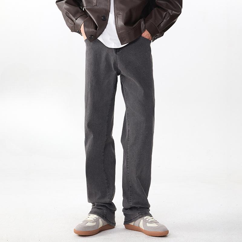 

Американские ретро джинсы премиум-класса серые мужские свободные прямые со складками 3XL