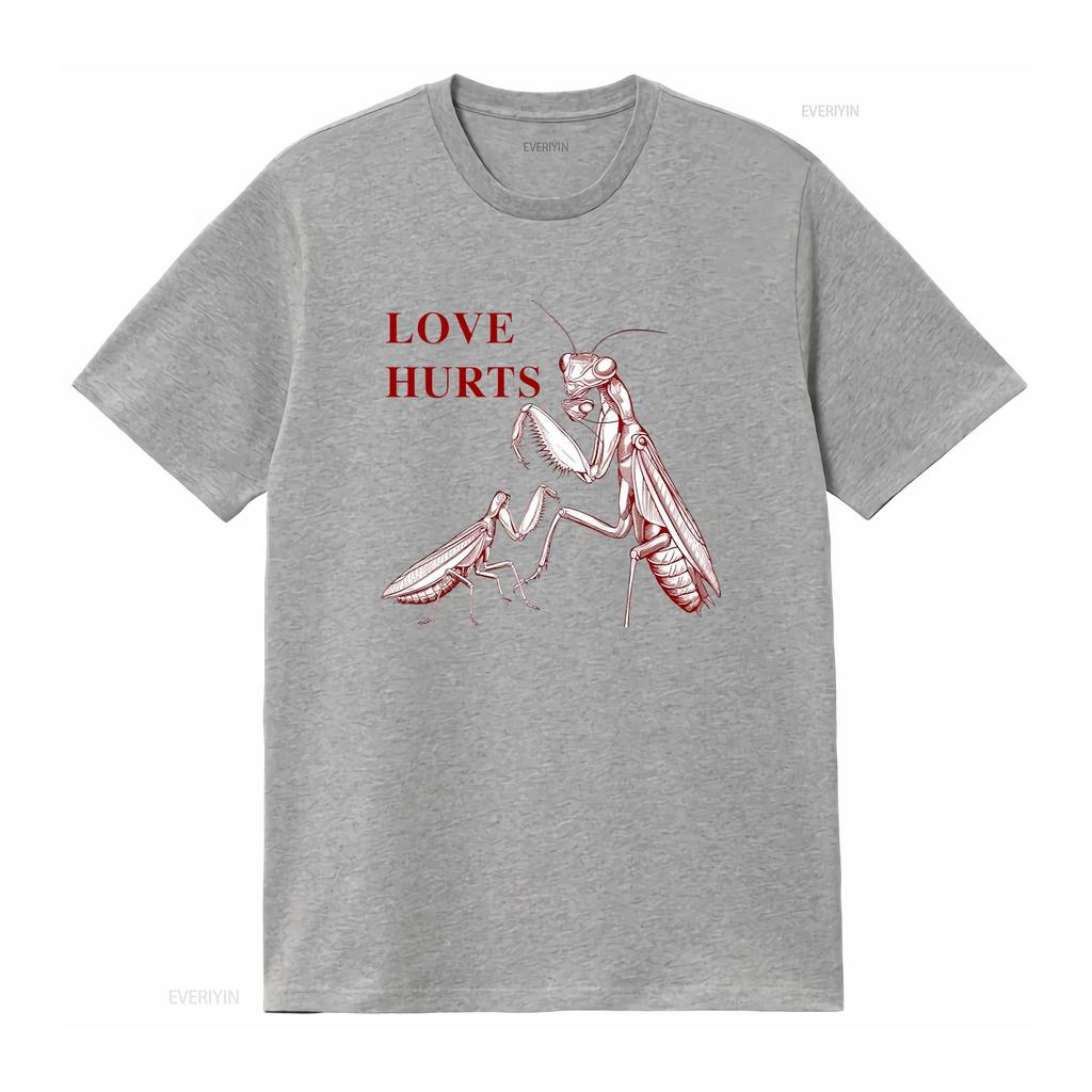 Love Hurts Praying Unisextis Dark Humor Retro Insect T Shirt Vintage Washed Stylish Designer Clothes Fashion Slightly Versatile