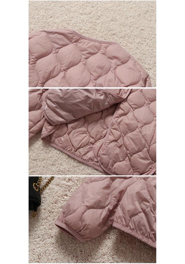 2024 Women's Fashion Loose-Fit Diamond Quilted Down Jacket - Lightweight, Warm, Round Neck, Short Coat