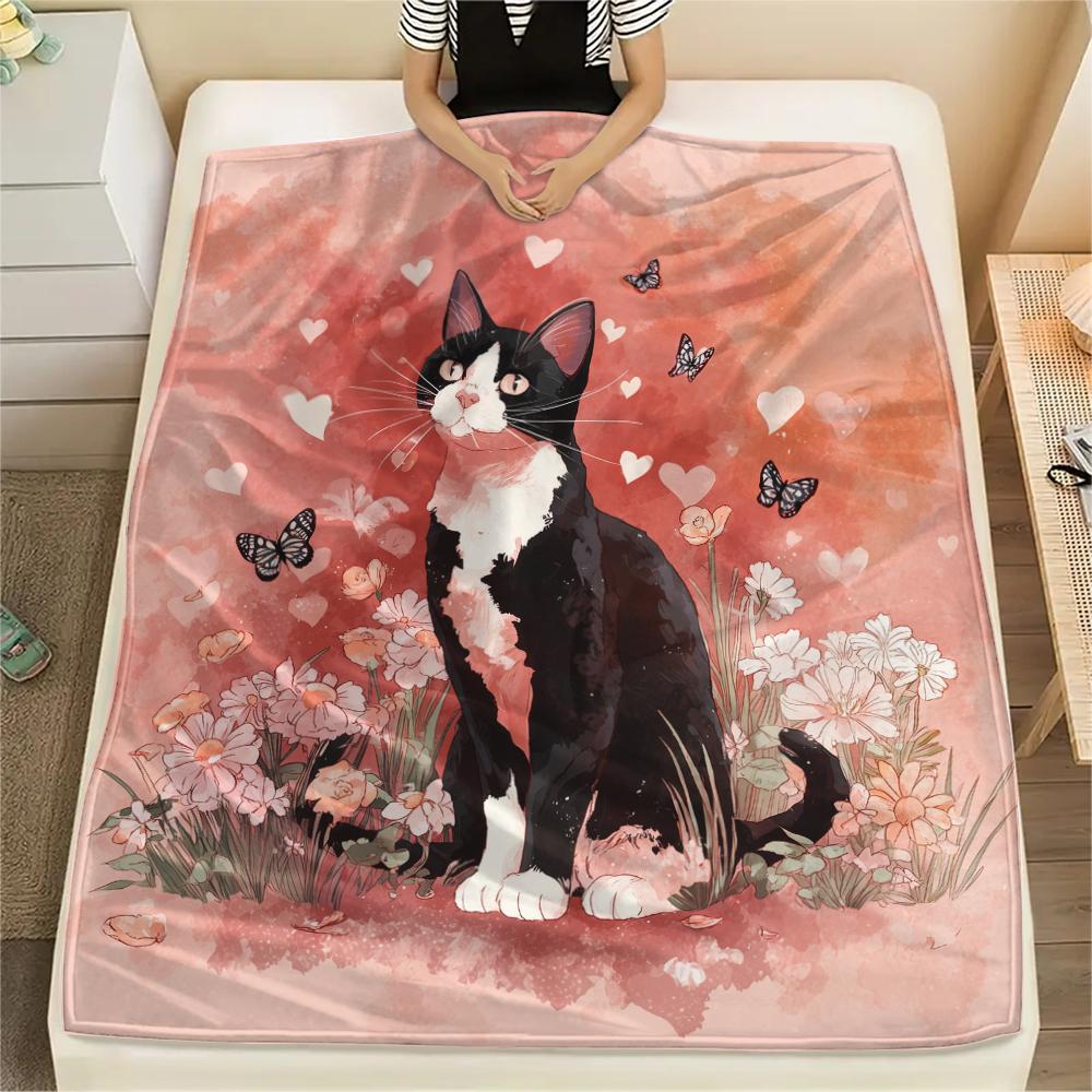 Beautiful Calico Cat,pattern Flannel Blanket, High Quality Comfortable for All Seasons, Home Decor, Warmth and Comfort, Perfect for Gifts.