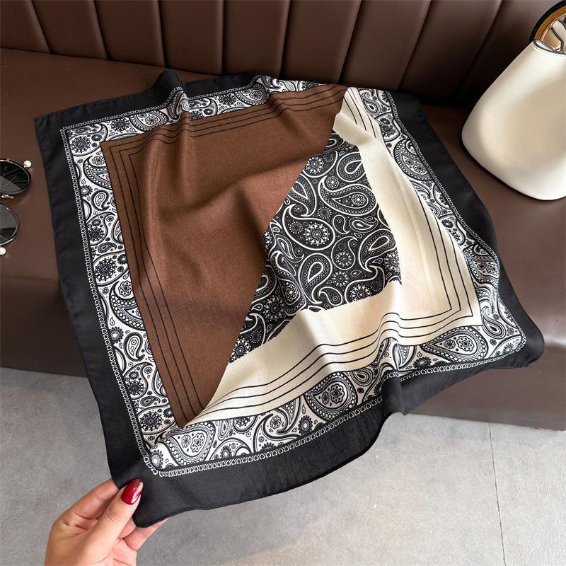 Korean Fashion Imitation Velvet Herringbone Pattern Cotton and Linen Small Square Scarf Silk Scarf Headscarf Shawl Travel Scarf Women's Scarf