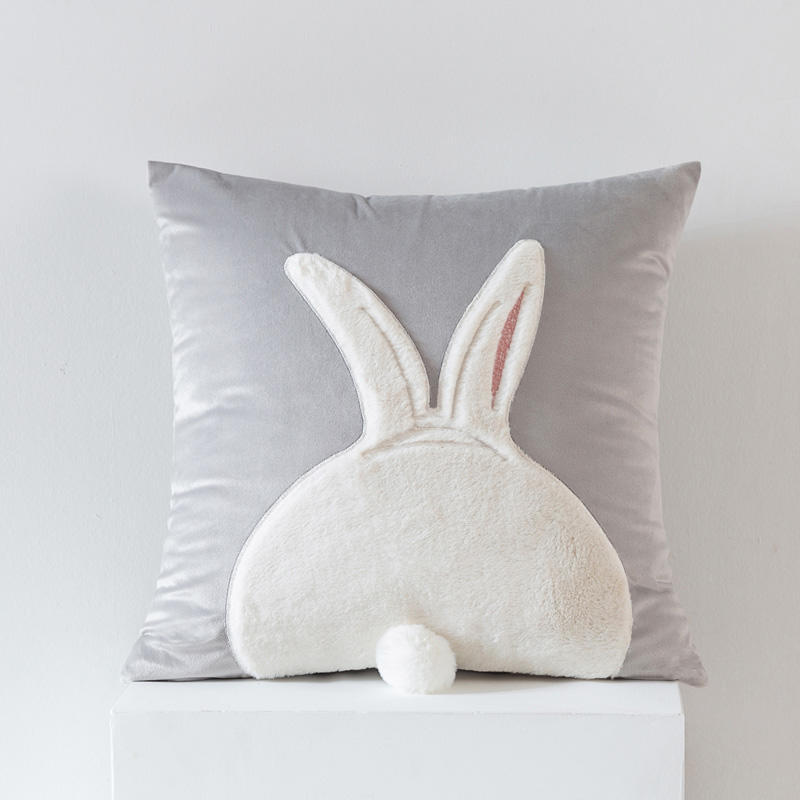 1pcs Cartoon Rabbit Cat Embroidered Cushion Pillow Cover Cute Home Sofa Decorative Cushion Case Gorgeous 45cm Soft Pillowcase