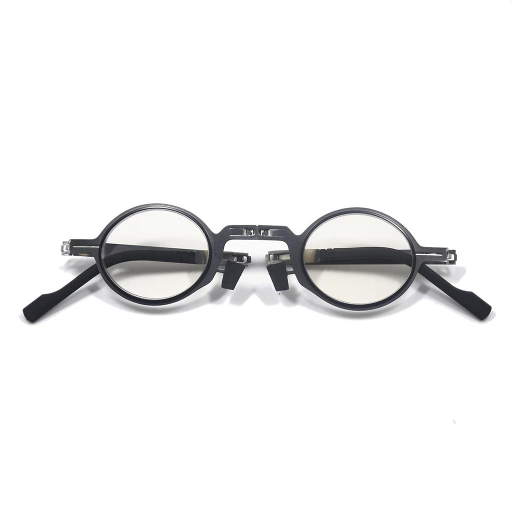 Blue Light Blocking Reading Round Compact Folding Stylish Reading Screwless Senior Glasses H6029 [Henghao] Glasses, Glasses, Glasses, (+3.50, Silver)