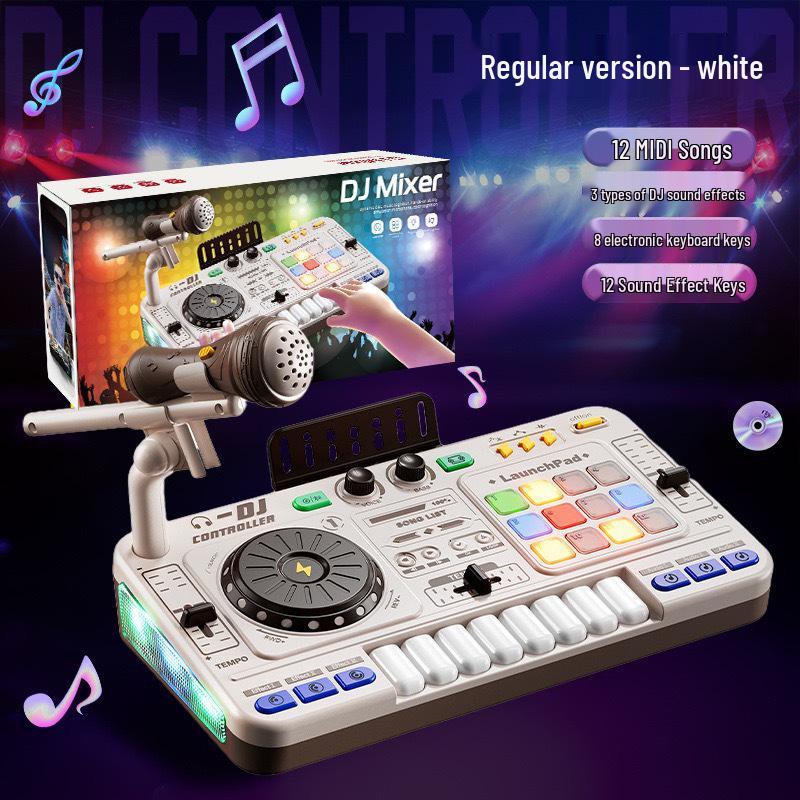 Bluetooth DJ-вертушка с микрофоном: Интерактивная обучающая музыкальная игрушка для детей