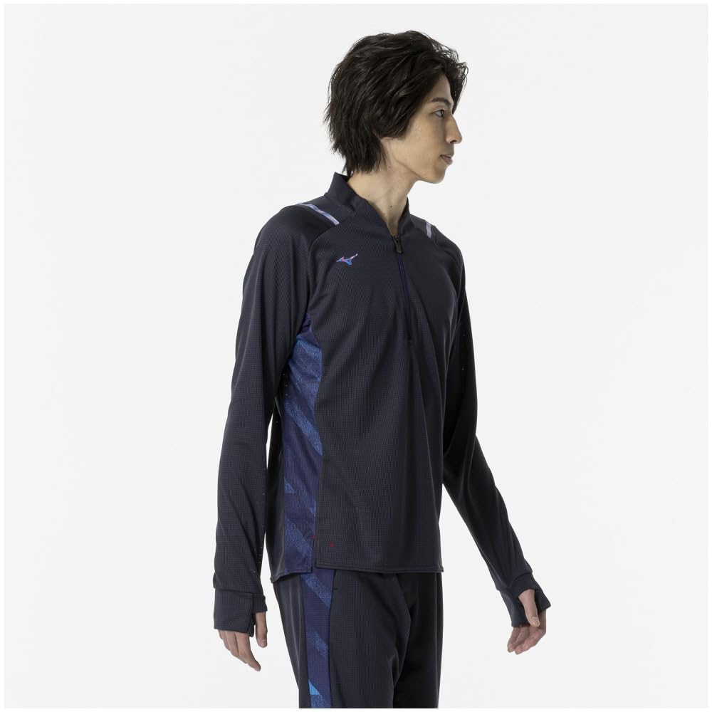 Training Wear Dry Aeroflow Half Zip Shirt Long Sleeve Highly Breathable 32MAA554 Deep Navy S [Mizuno] Men's