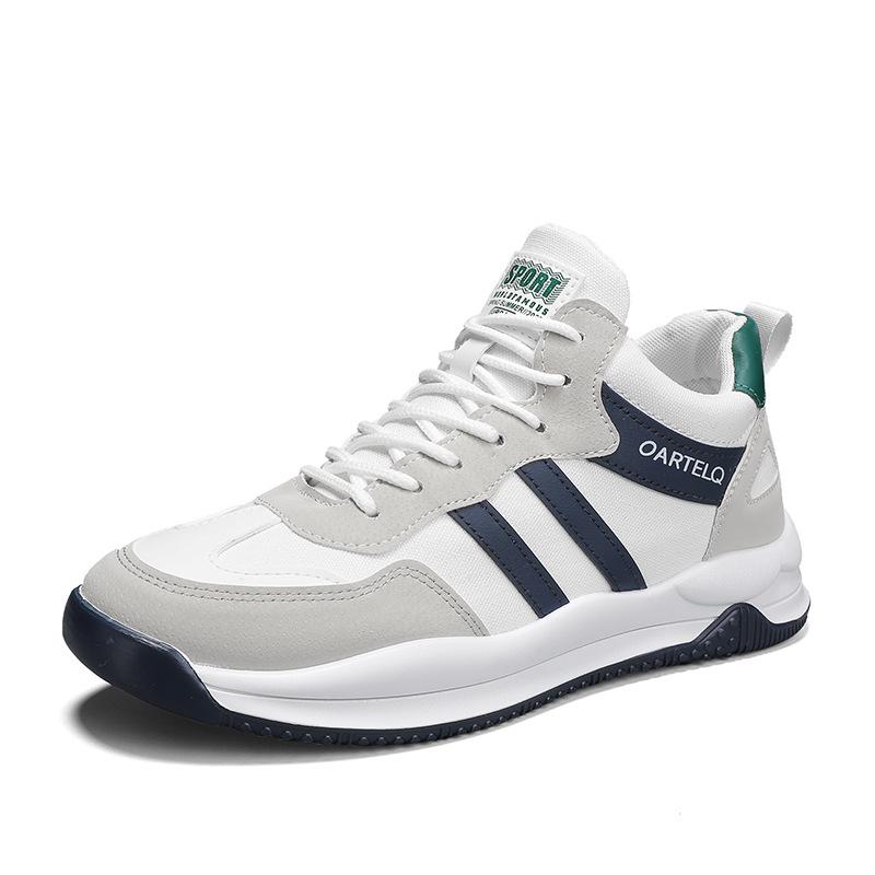 Four Seasons Men's Lace-up Mid-cut Running Shoes - Korean Style Youth Casual Sports Sneakers