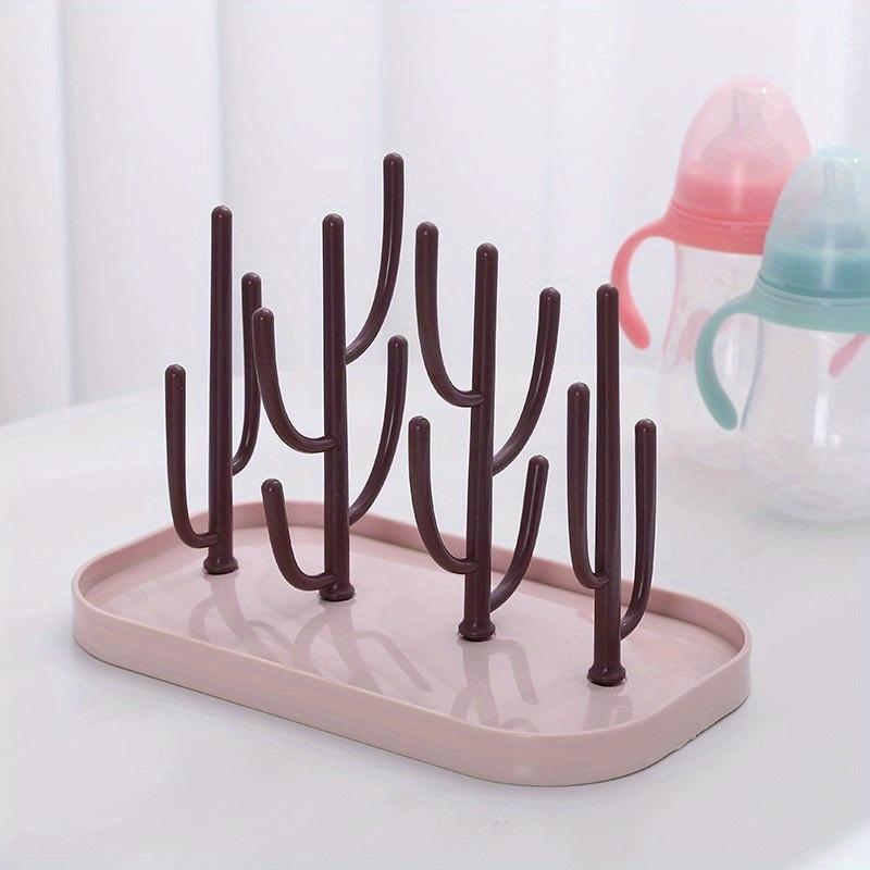 Multi Functional Feeding Bottle and Cup Drying Rack Fits All Bottle Sizes,with Pacifier and Bottle Brush Holder,Ideal for Kitchen,Nursery Drain Rack
