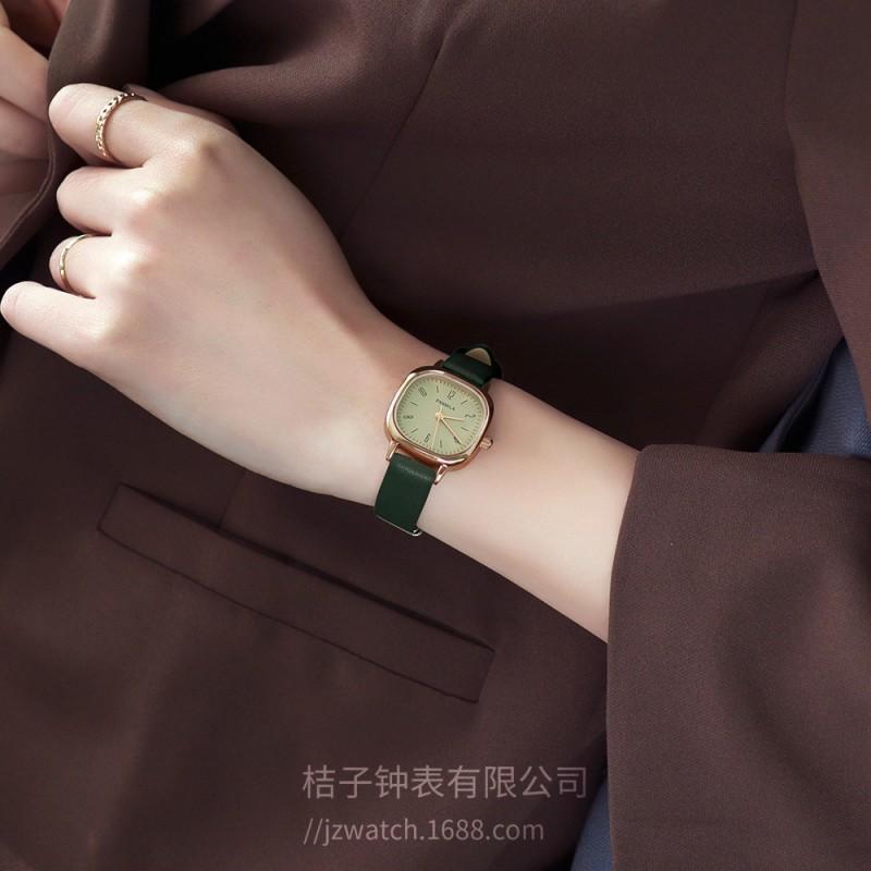 Minimalist Square Womens Quartz Watch With PU Leather Strap Fashionable Elegant Small Dial 25mm Stainless Steel Buckle