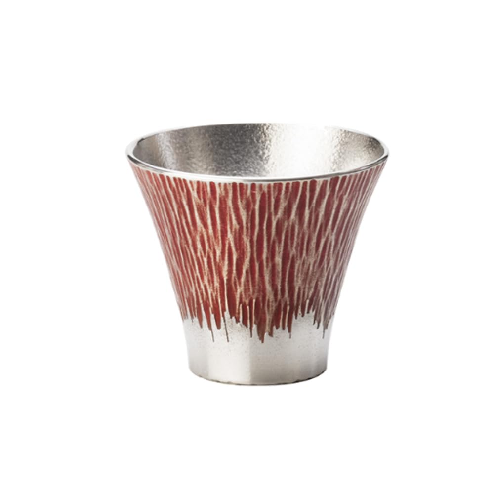 Traditional Osaka Pewter Crafts Fuji Sake Cup Mt. (Vermilion)