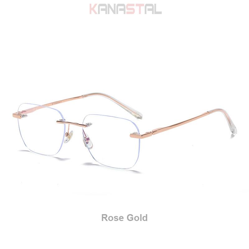 Men Pure Titanium Rimless Eyeglasses Frame Women Blue Light Blocking Lens Frameless Glasses Prescription Myopia Reading Eyewear