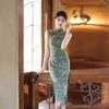 Green sleeveless national style new Chinese daily Suzhou long cheongsam improved young 1011 new women's high sense