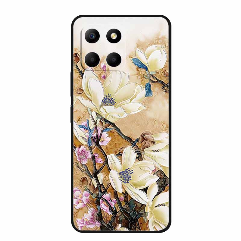 3D Emboss Case For Honor Play 9A 2024 X5b Plus X8C X6C 4G Phone Case 9 A X 8 6 C Coque Flowers Black Silicone Soft Back Cover