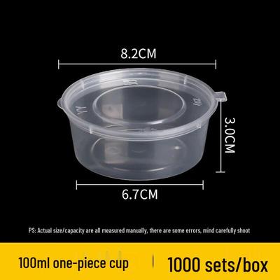 Disposable Round Plastic Sauce Containers with Attached Lids