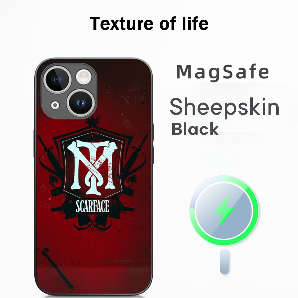 Tonny montana scarface Classic poster Phone Case For iPhone 17 16 15 14 13 12 Plus Pro Max  High-end Luxury Magsafe Sheepskin