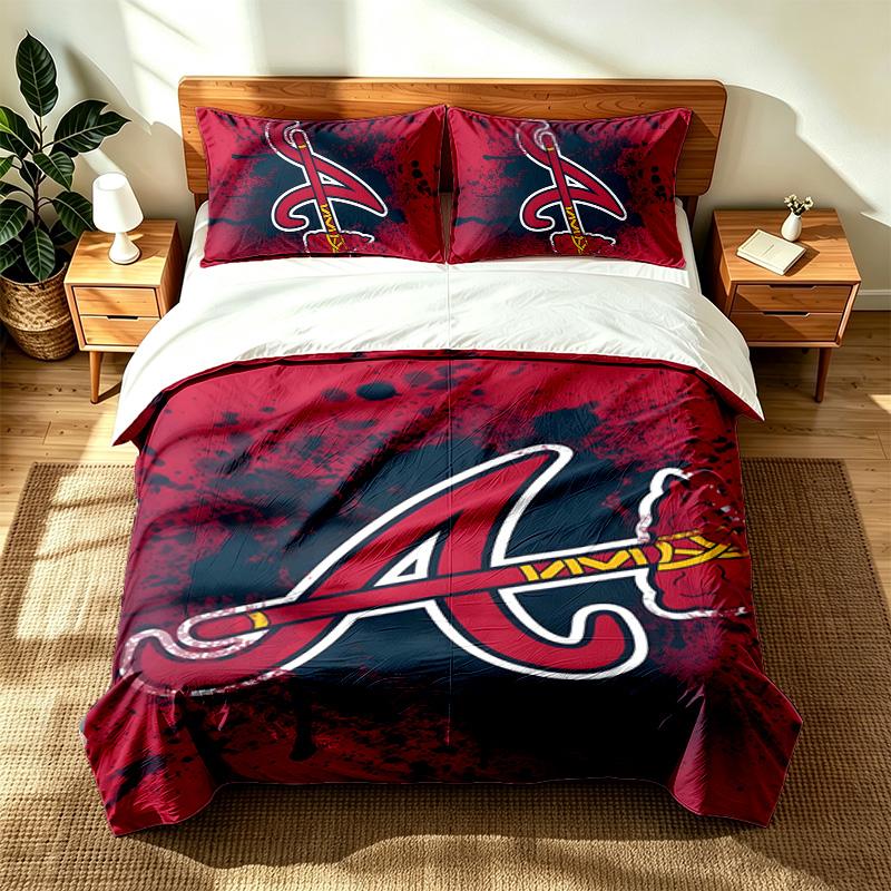Atlanta Braves (1) 3pc Set Suitable for Master Bedrooms Soft and Comfortable an Ideal Gift for Family and Friends Includes One Duvet Cover and Two Pil