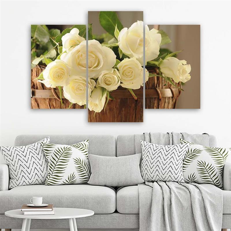 Three piece picture canvas print White Roses