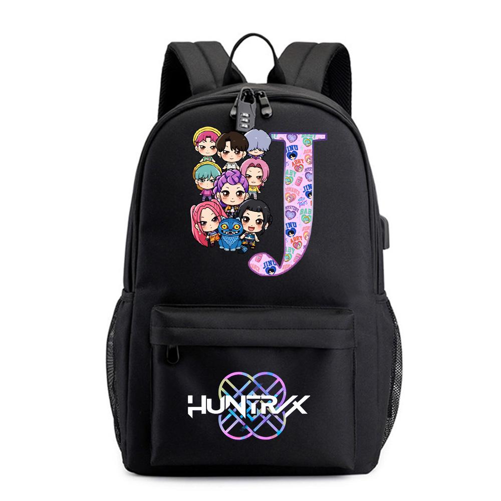 26 English Letter K-Pop Printed Backpack for Teenager Student Girl Boy Bookbag Schoolbag Women Large Capacity Waterproof Travel Bag Kid Gift