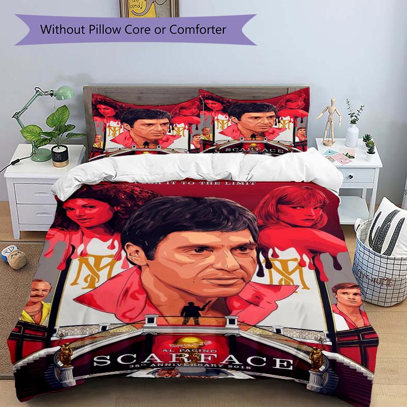 3Pcs Scarface Push Limit Bedding Set Soft Fabric Duvet Cover Pillowcases Home Christmas Xmas Halloween Gift 1 Duvet Cover 2 Pillowcase L1269