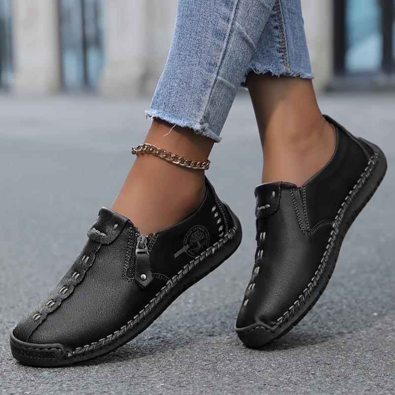 Autumn and Winter New Large-sized Zipper Men's Boots, Outdoor Casual Hand-stitched Work Boots