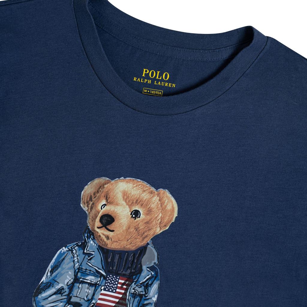 Polo Ralph Lauren Bear Graphic Print Crew Neck Short Sleeve T-Shirt Women Tops Navy-Blue 211796995-003