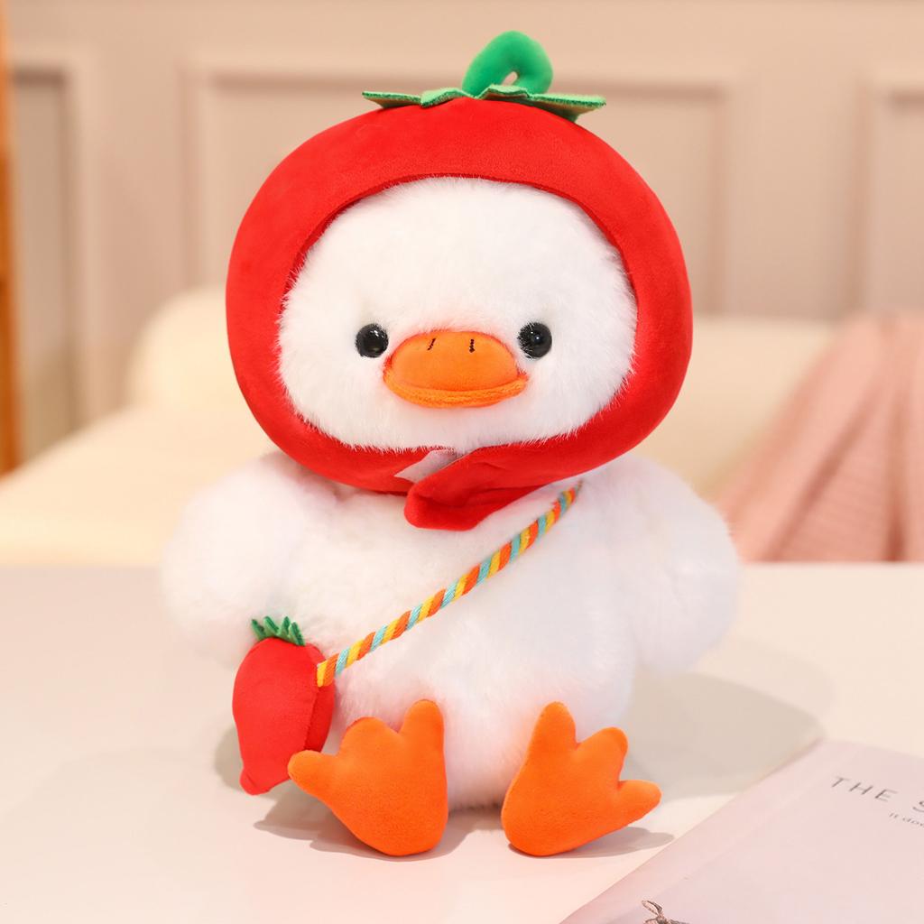 Non-Toxic Creative Vegetables Hat Duck Plush Toys Stuffed Carrot Pepper Eggplant Duck Doll Funny Duck Animal Doll Nice Gift
