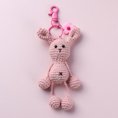 Adorable Pig Yarn Keychain Plush Charm for Women Car Mirror Decor Item