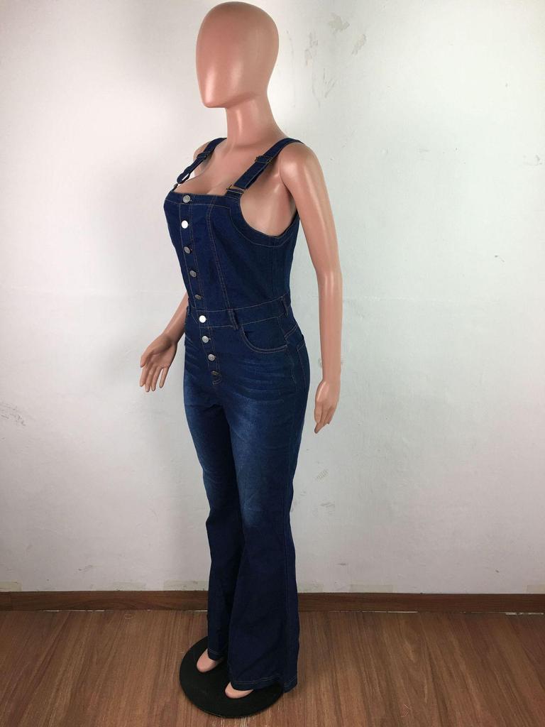 Women's European & American Fashion Casual Sexy Denim Wide-Leg Overalls