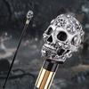 Silver Resin Skull Head Walking Cane Fashion Decorative Steel Stick Gentleman Elegant Cosplay Cane Knob Crosier 93cm