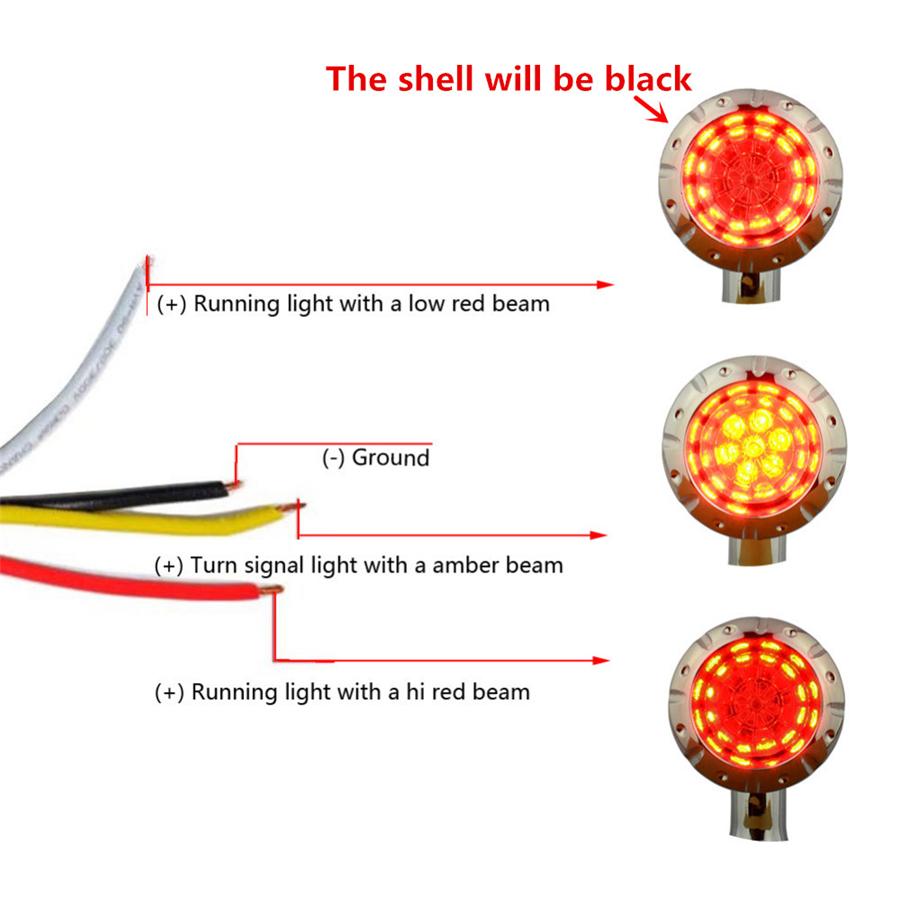1Pair Universal Motorcycle Red Yellow LED Brake DRL Turn Signal Tail Light