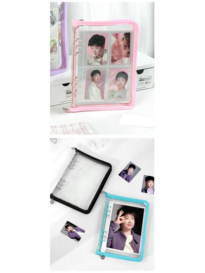 A5 Transparent PVC Ring Binder Notebook Planner, 6-Hole Photo Album with Removable Cover (A6 Compatible)