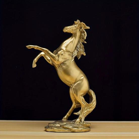 Realistic Horse Figurine Handcrafted Pony Resin Statue Simulated Farm Animal Sculpture Home Office Desktop Decoration Ornament