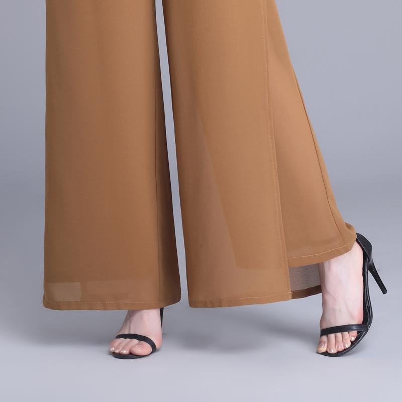 Elegant Summer Chiffon Wide Leg Pants Women Fashion Summer High Waist Pants Vintage Clothes