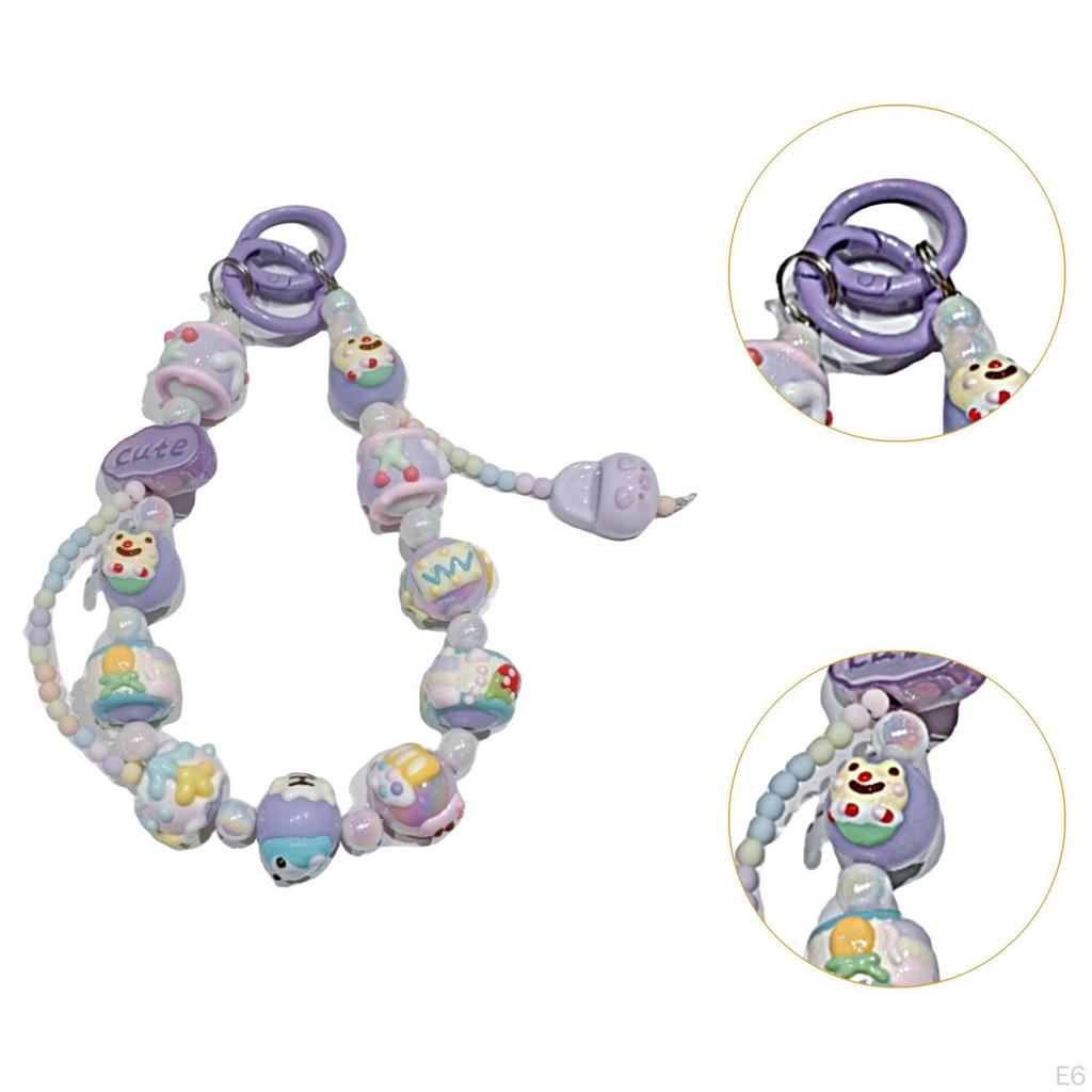 Beaded Keychain Bracelet Key Ring Decorative Women Party Favors Wristlet Hanging Ornament Keyring