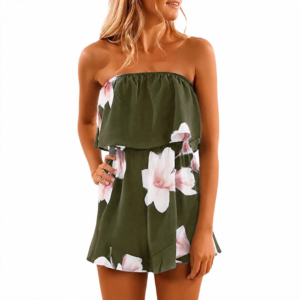 Women's Sleeveless Bohemian Floral Print Dress for Summer Casual Wear