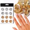 12 mřížkových nehtových dekorací, ultratenká zlato-stříbrná alobalová fólie, 3D třpytky, DIY nehtové umění, UV gelový lak na nehty, nástroj pro zdobení nehtů, fólie