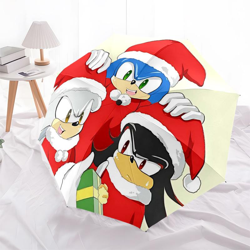 

1pc Christmas Sonic The Hedgehog Automatic Folding Umbrella Portable 3-Fold Design with 8-Bone Iron Frame, Outdoor for Fans, Travelers, Everyday Use,