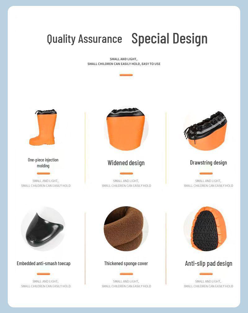Winter Warm Rain Boots: Removable Washable EVA, Anti-Smash, Thickened for Cold Storage, Fishing, Boats, Non-Slip Work Shoes.