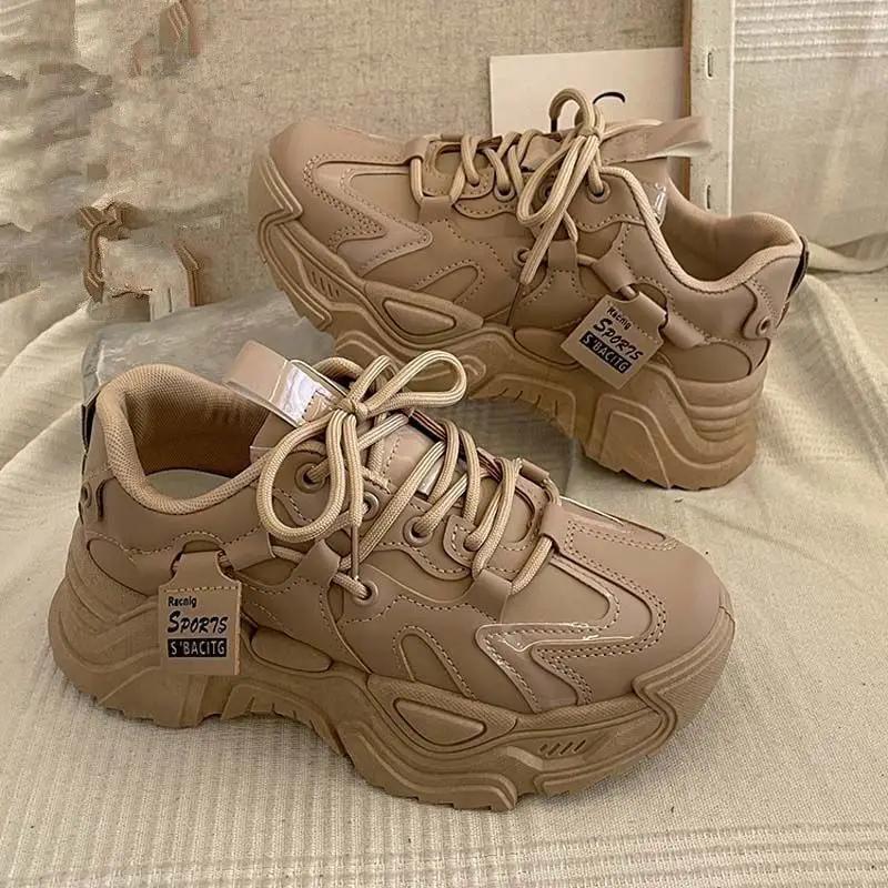 Casual Platform Sneakers for Women Spring Autumn New Chunky Platform Women Sports Shoes Fashion Thick Bottom PU Leather Sneakers
