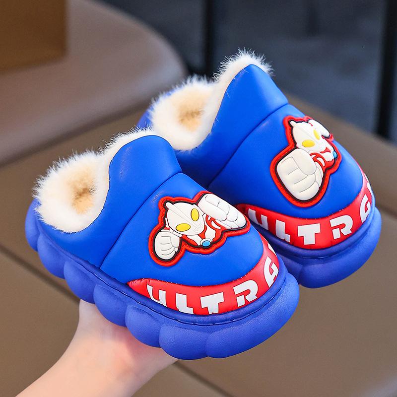 

Ultraman children s cotton slippers, winter boys slippers with plush lining, warm indoor non-slip home cotton slippers for babies and kids 24/25Code（Inner Length1 сапфир синий