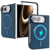 For IPhone Duo Fold Case Carbon Brazing Pattern Magnetic Protective Back Cover for MagSafe Wireless Charging Phone Shell Funda