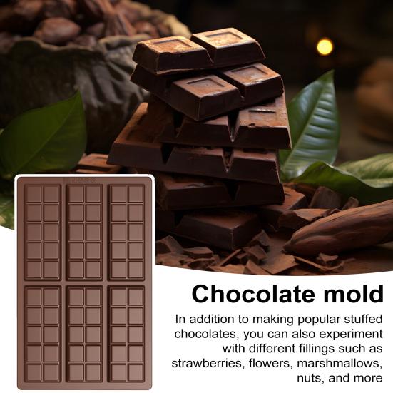 Silikonová čokoládová forma na plněnou tyčinku, potravinářské čtvercové formy na tyčinky, snadné...