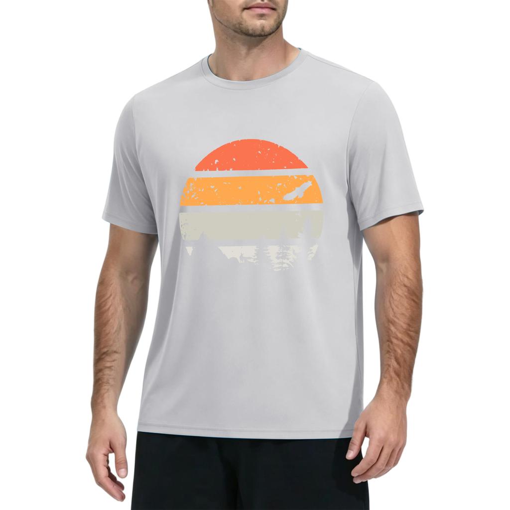 Men's Summer Quick Dry Short Sleeve T Shirt Sun Protection Fishing Gym Workout Athletic Top Lightweight Breathable Fabric