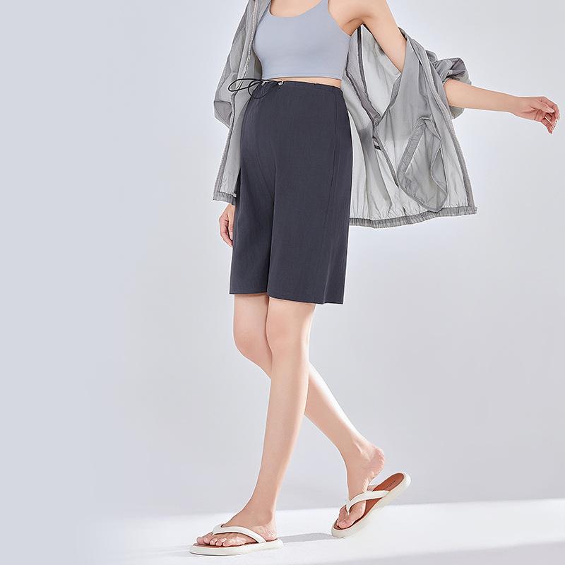 

Maternity shorts spring and summer thin loose outer wear home pants belly support pants Park Pu clothing maternity casual shorts M чёрный