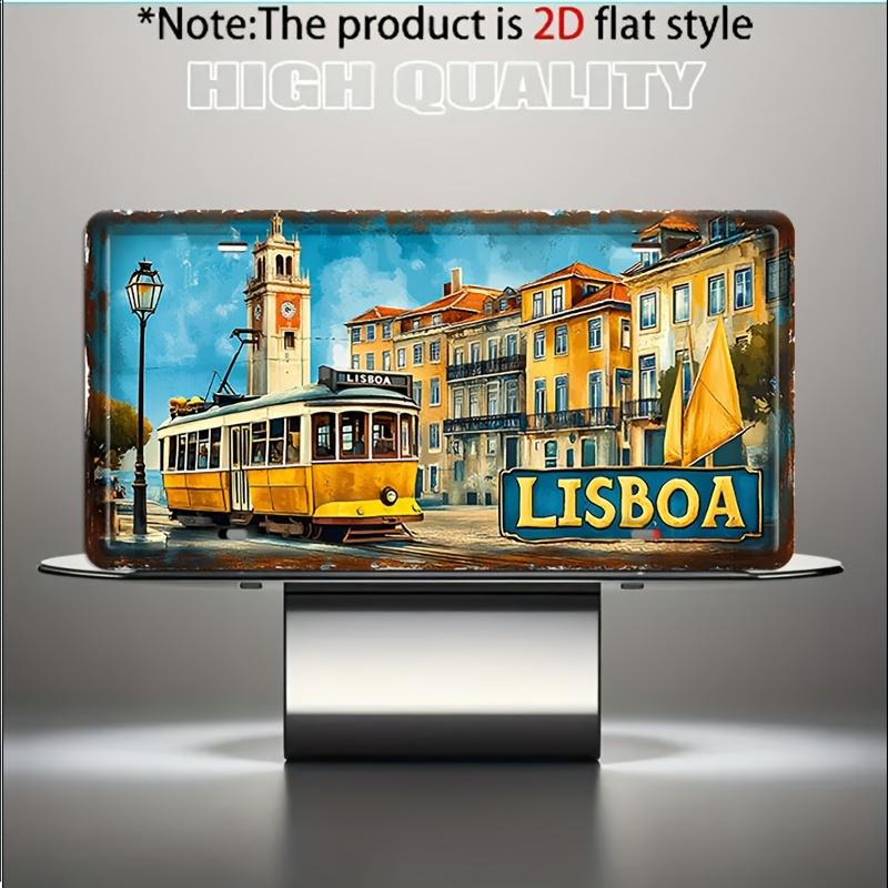 

D Flat Decorative Only pc Vintage Lisbon Metal Decorative Plaque and Ornament Rustic Wall Decor Suitable for Mens Caves 15x30cm(5.9x7.8inch)