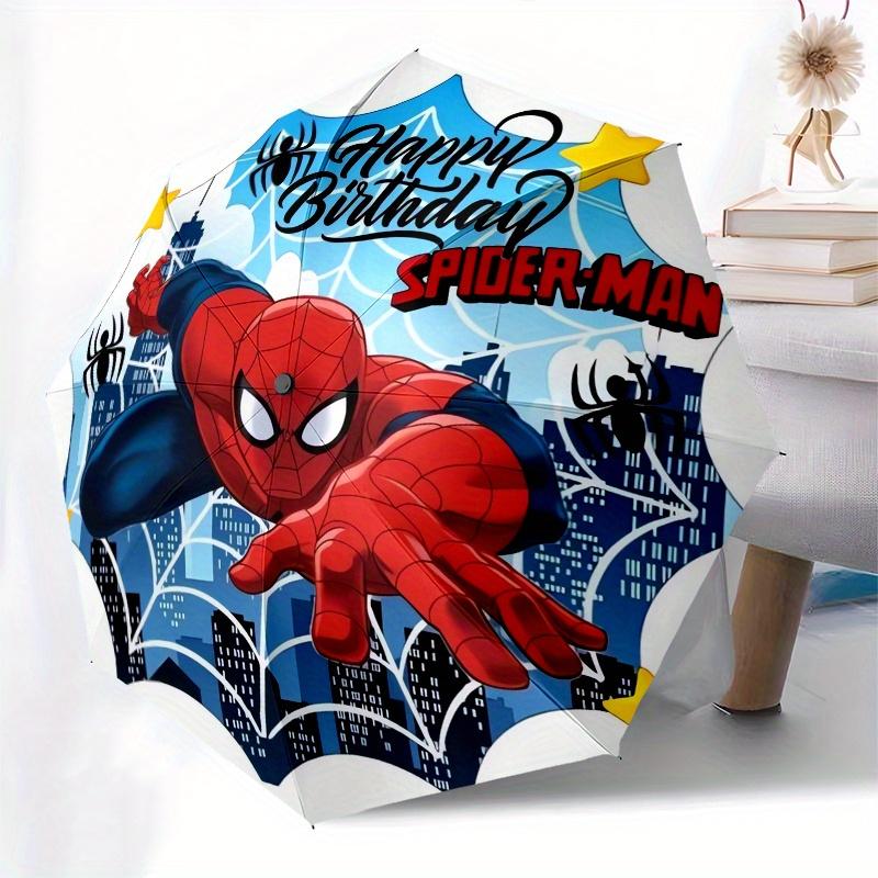 Spider-Man,Birthday,Web Theme Automatic Compact Folding Cute Umbrella - Portable and Durable, 8-Bone Iron Umbrella for All Weather0707059