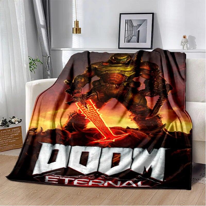 Doom Retro Game Gamer Cartoon  Blanket,Soft Throw Blanket for Home Bedroom Bed Sofa Picnic Travel Office Rest Cover Blanket Kids