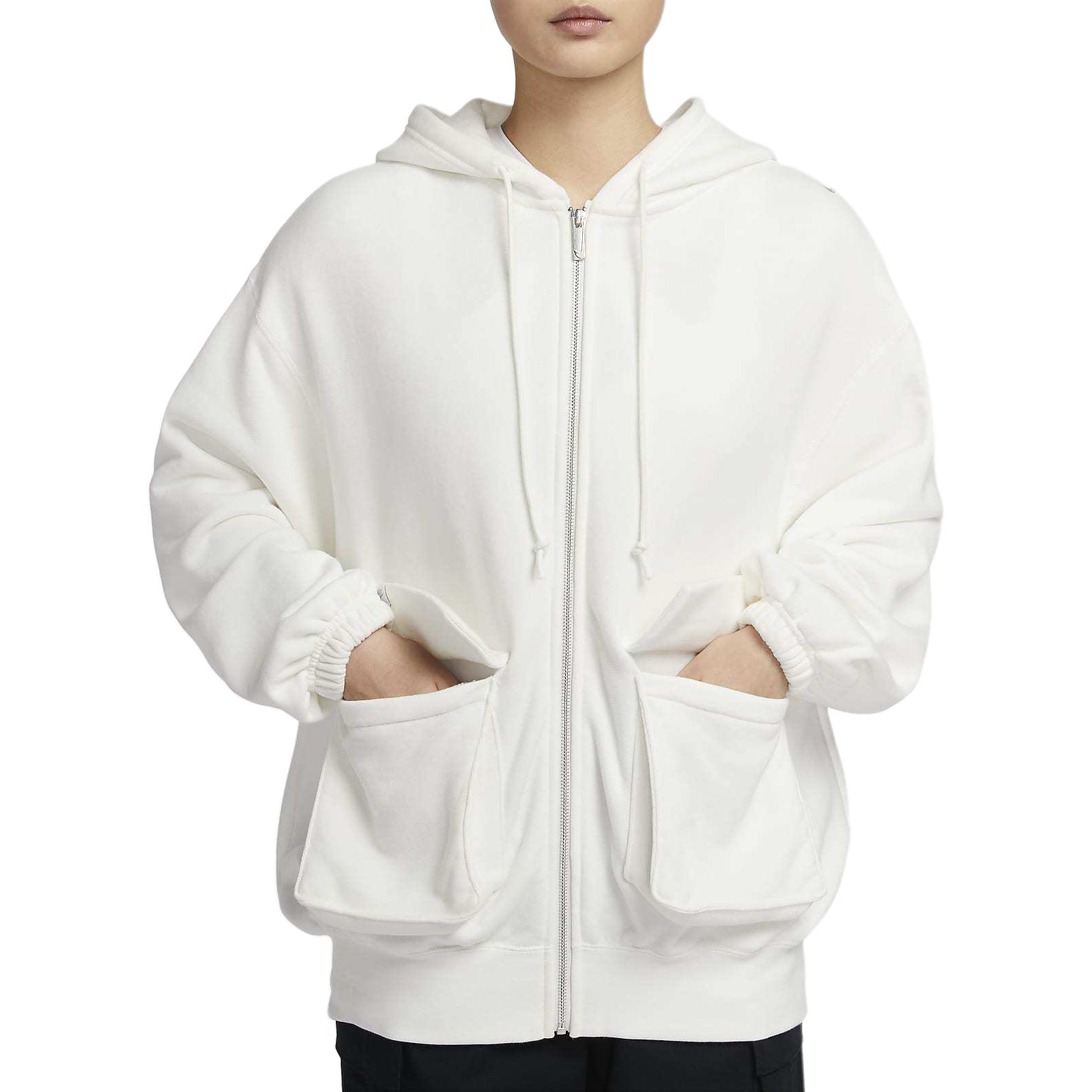 

Nike Sportswear Letter Print Loose Zip-Up Casual Long Sleeve Hoodie Women hoodies Sail Light-Redwood FV7516133 S