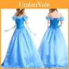 Elegante Vestito Costumi Adulto Blu Cenerentola Biancaneve Belle Per Spettacolo Teatrale
