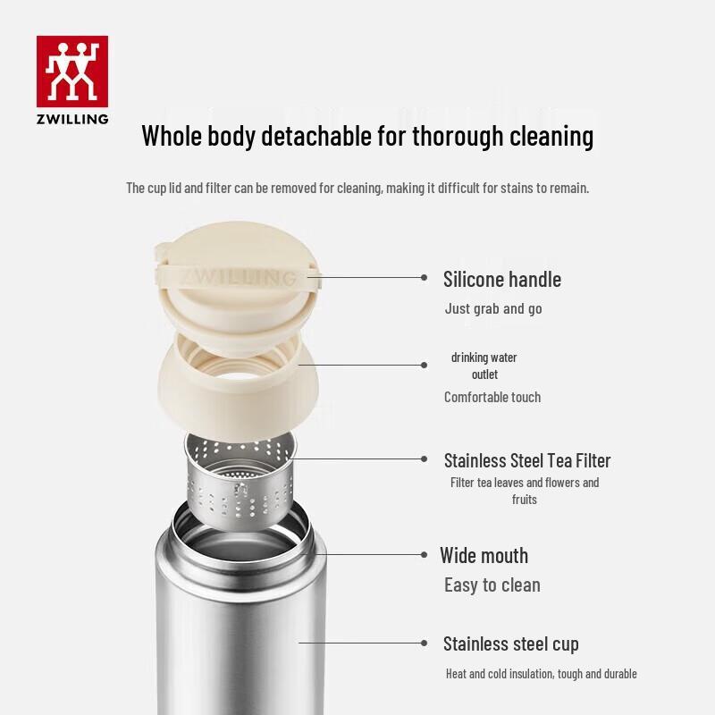 Zwilling 450 ml Isoleret Te-krus med Håndtag i 316L Rustfrit Stål